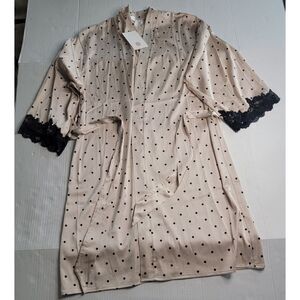 Icollection Mini Length Beige Polka‎ Dot Robe Size Small